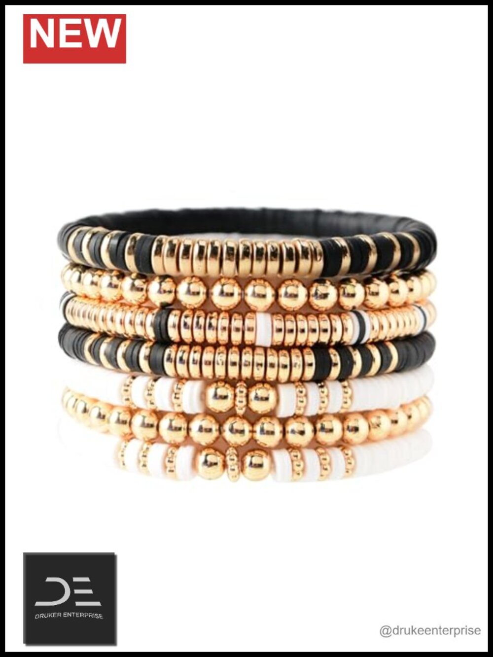 Heishi Clay Bead Bracelets Stackable Gold Plated Stretch Layering Friendship